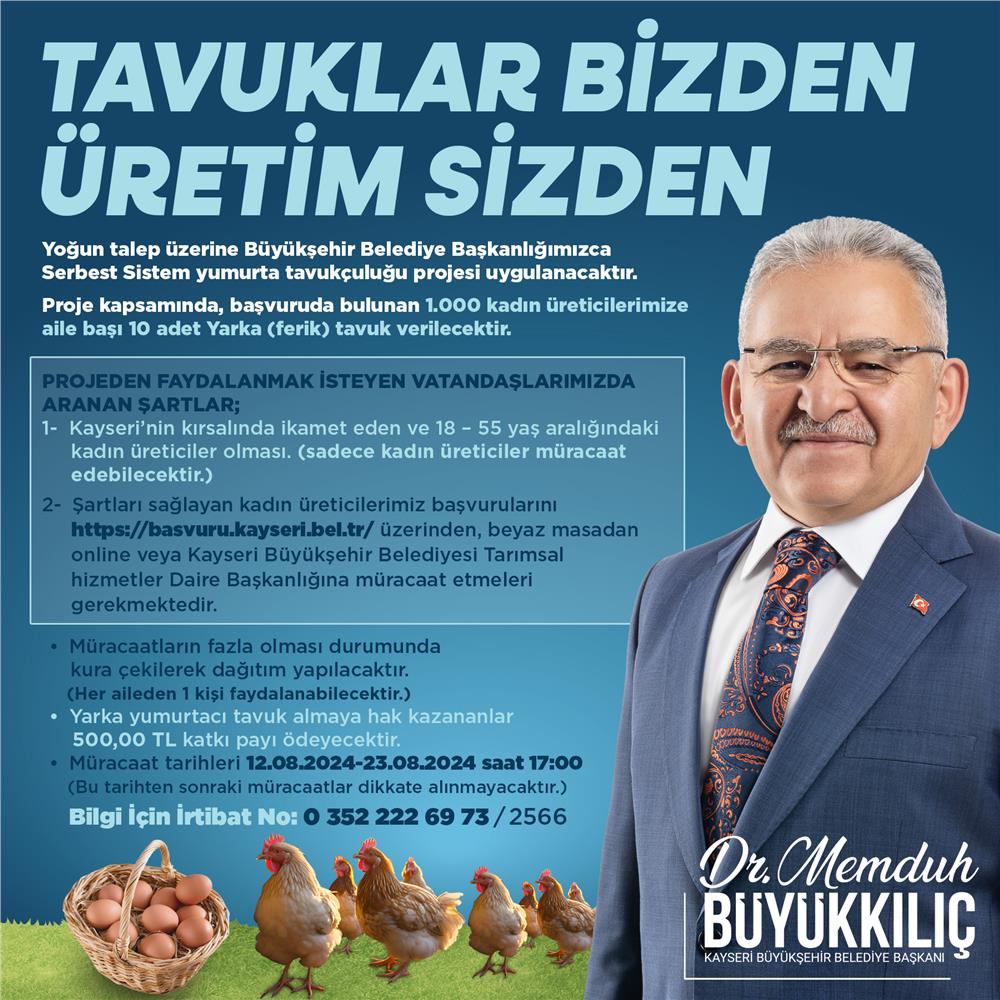 Büyükşehir'den 'Tavuklar Bizden Üretim Sizden' kampanyası