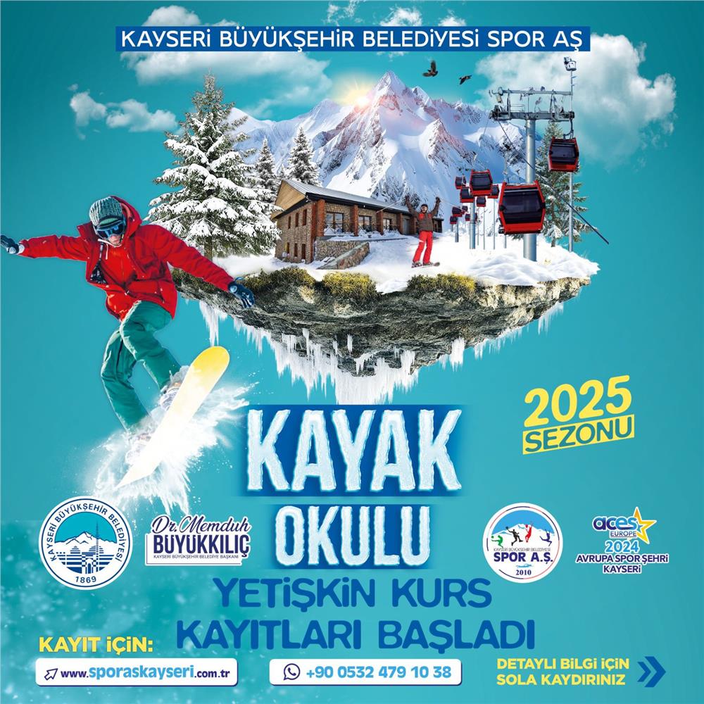 Kayseri'de yetişkinler için kayak kursu kayıtları başladı